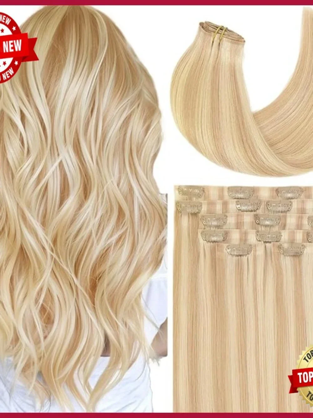 Seamless Clip-In Human Hair Extensions 14 Inch 7 Pieces 110g